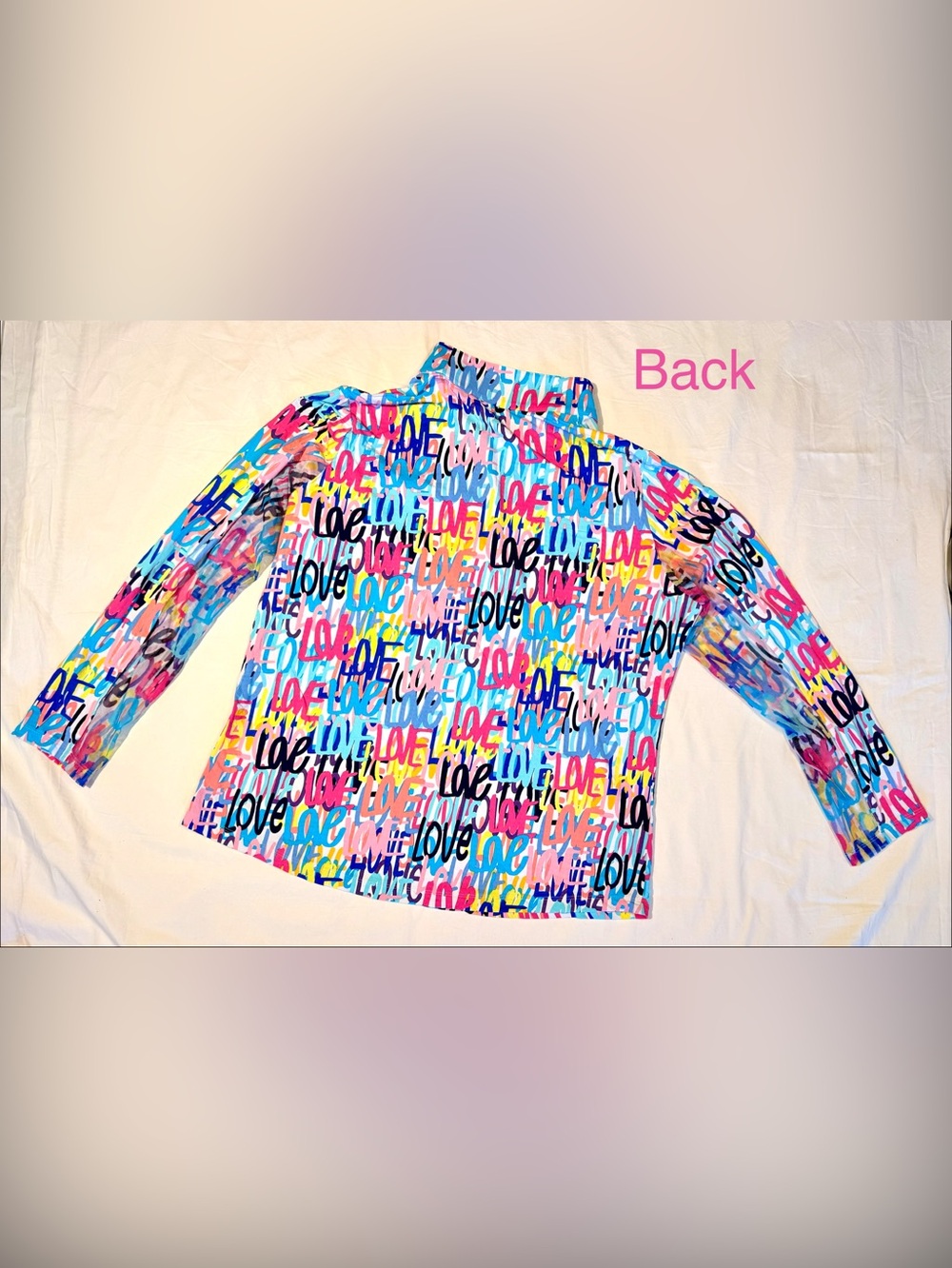 IBKUL Love Print Half Zip Pull Over Shirt - Picture 7 of 12